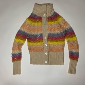 Free People open weave knit rainbow stripe cardigan